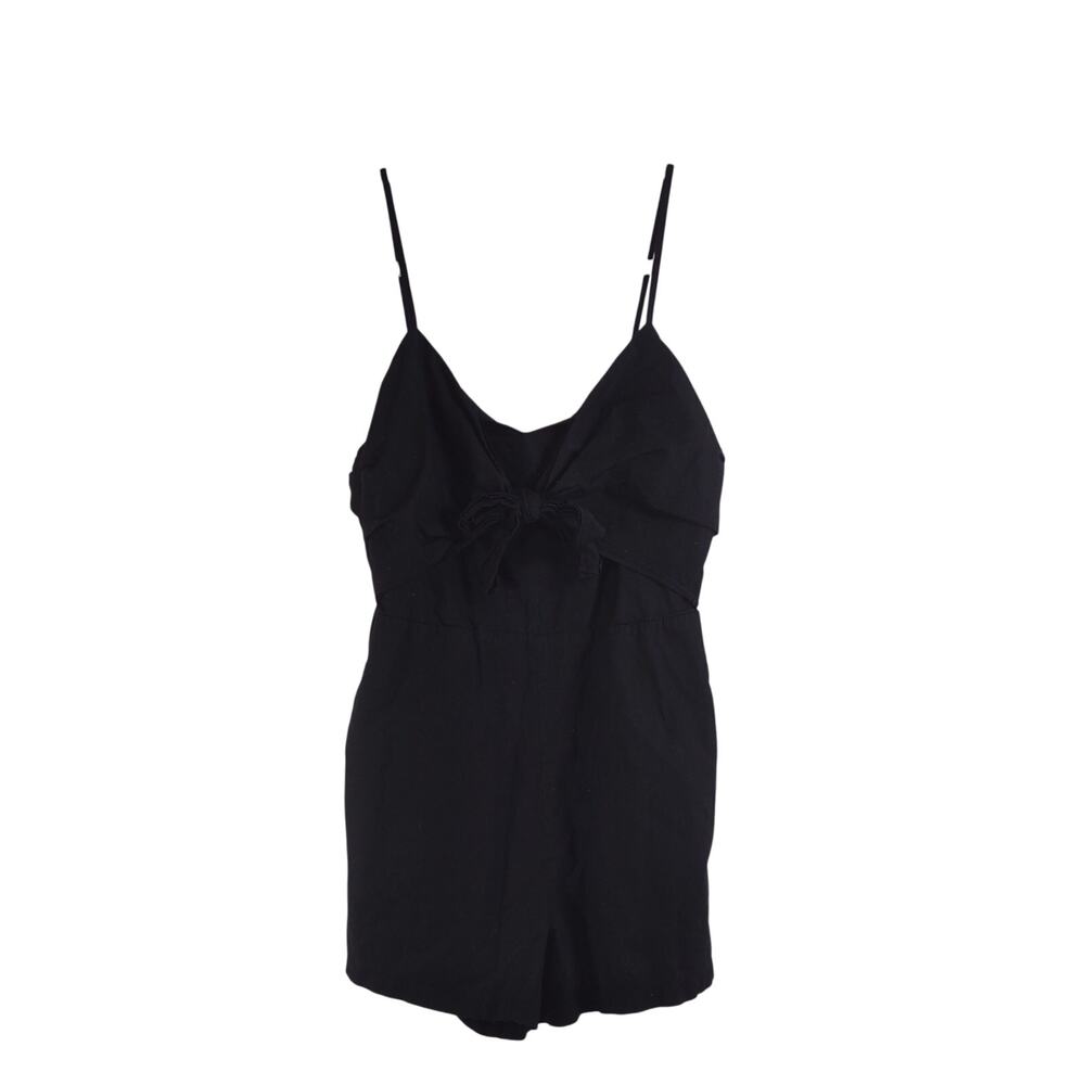 The Impeccable Pig Black Cotton Romper, Size Small